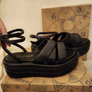 Free People Harper Flatform faux leather shoes - black - size 39.5 (9)